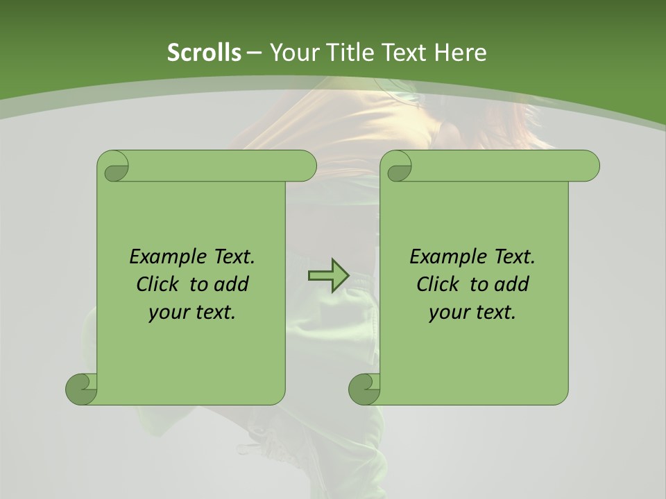 A Woman In Green Pants And A Yellow Shirt Is Dancing PowerPoint Template