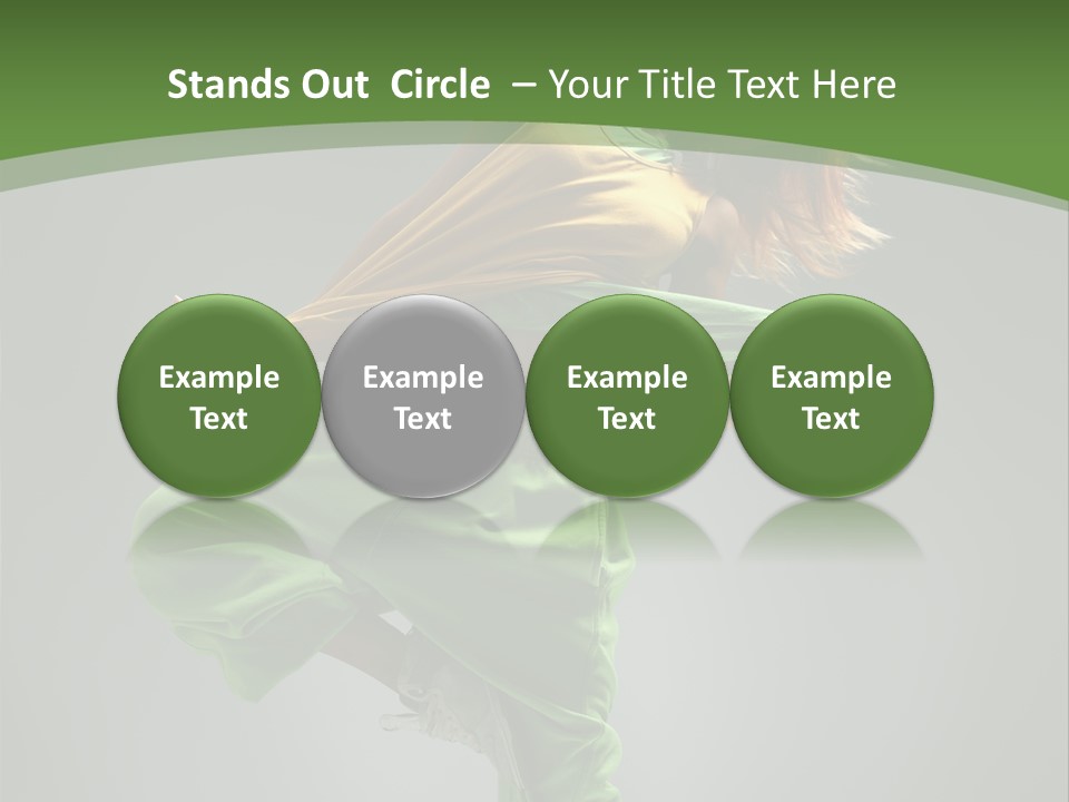 A Woman In Green Pants And A Yellow Shirt Is Dancing PowerPoint Template