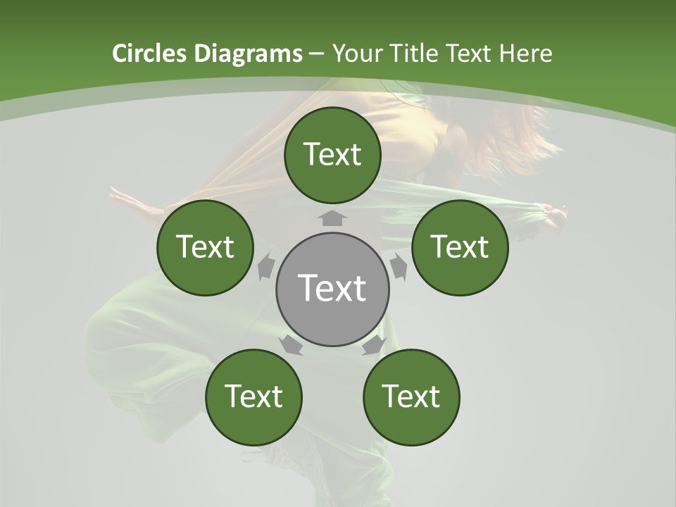 A Woman In Green Pants And A Yellow Shirt Is Dancing PowerPoint Template