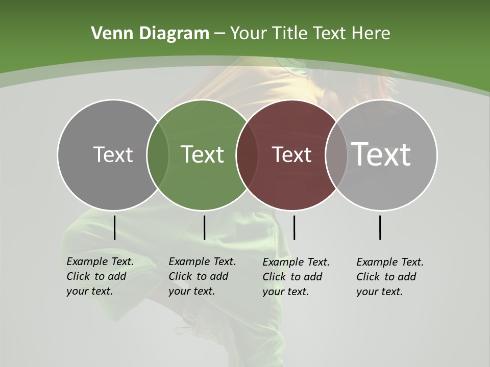 A Woman In Green Pants And A Yellow Shirt Is Dancing PowerPoint Template