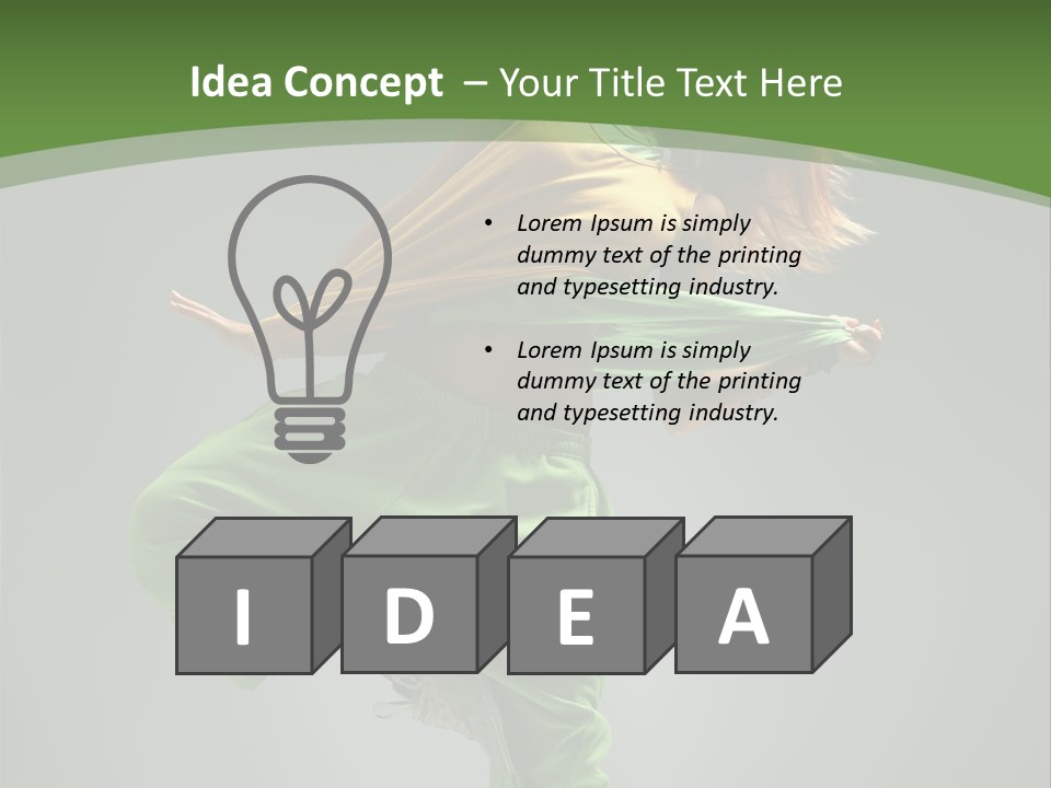 A Woman In Green Pants And A Yellow Shirt Is Dancing PowerPoint Template