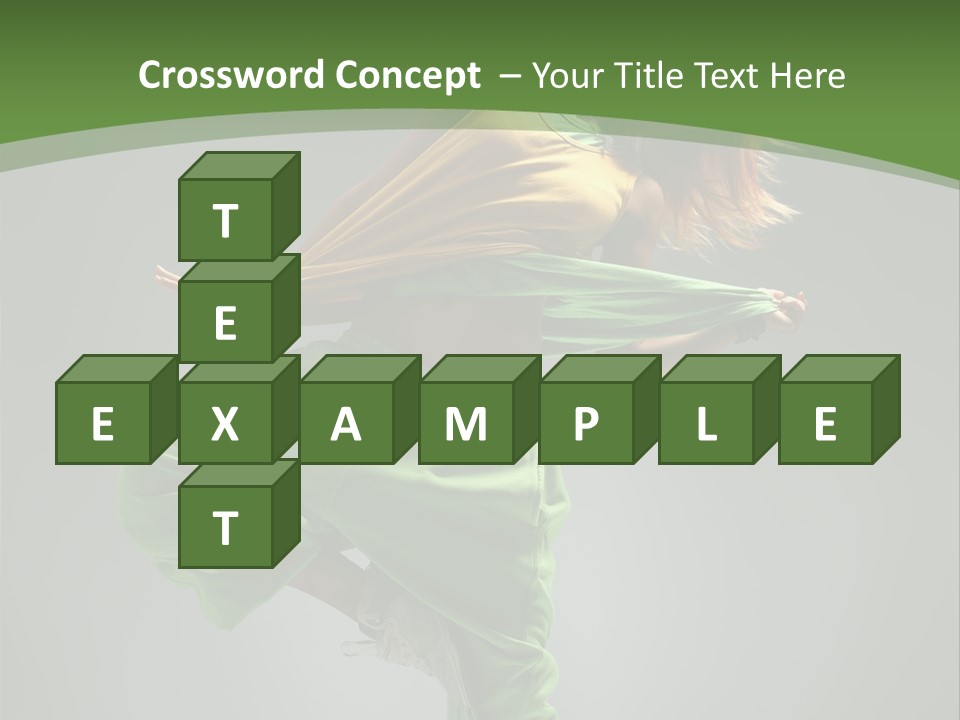 A Woman In Green Pants And A Yellow Shirt Is Dancing PowerPoint Template