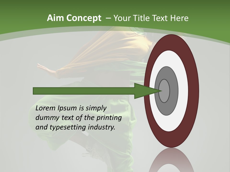 A Woman In Green Pants And A Yellow Shirt Is Dancing PowerPoint Template