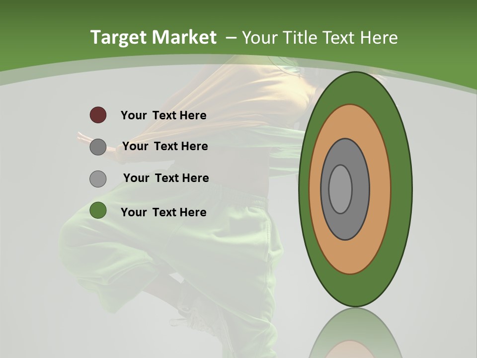 A Woman In Green Pants And A Yellow Shirt Is Dancing PowerPoint Template