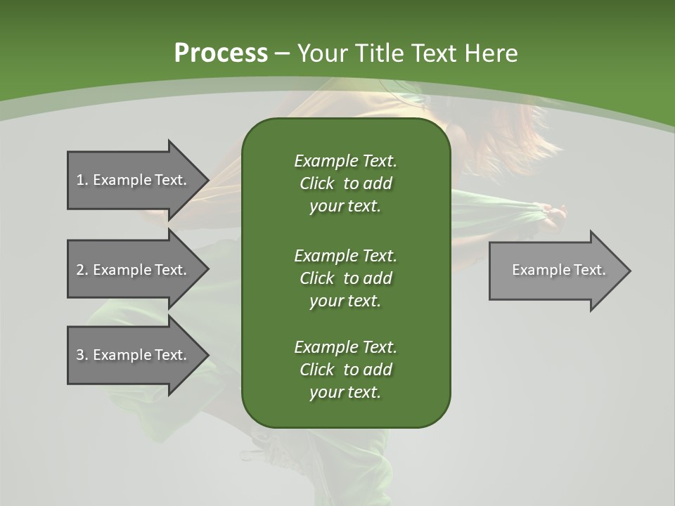 A Woman In Green Pants And A Yellow Shirt Is Dancing PowerPoint Template