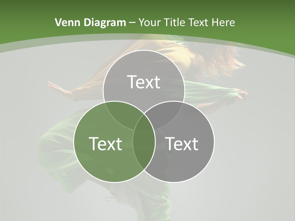 A Woman In Green Pants And A Yellow Shirt Is Dancing PowerPoint Template