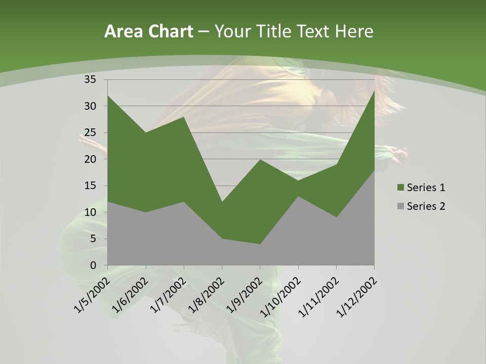 A Woman In Green Pants And A Yellow Shirt Is Dancing PowerPoint Template