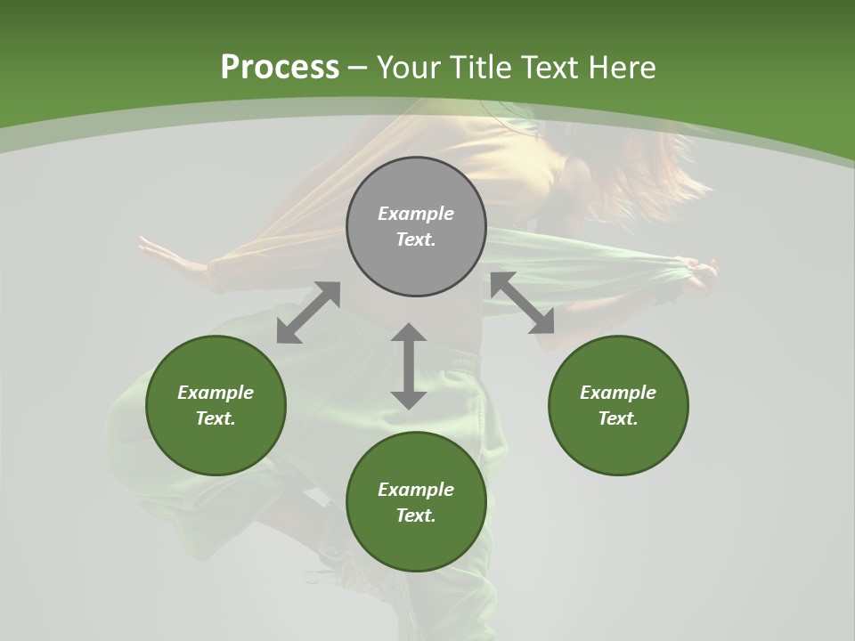 A Woman In Green Pants And A Yellow Shirt Is Dancing PowerPoint Template