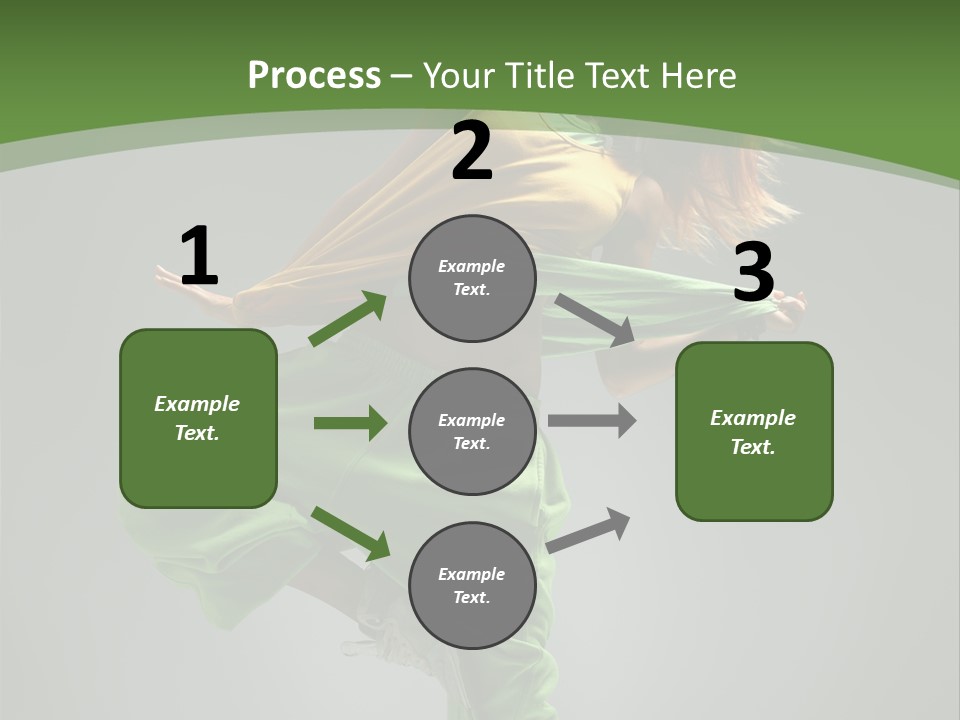 A Woman In Green Pants And A Yellow Shirt Is Dancing PowerPoint Template