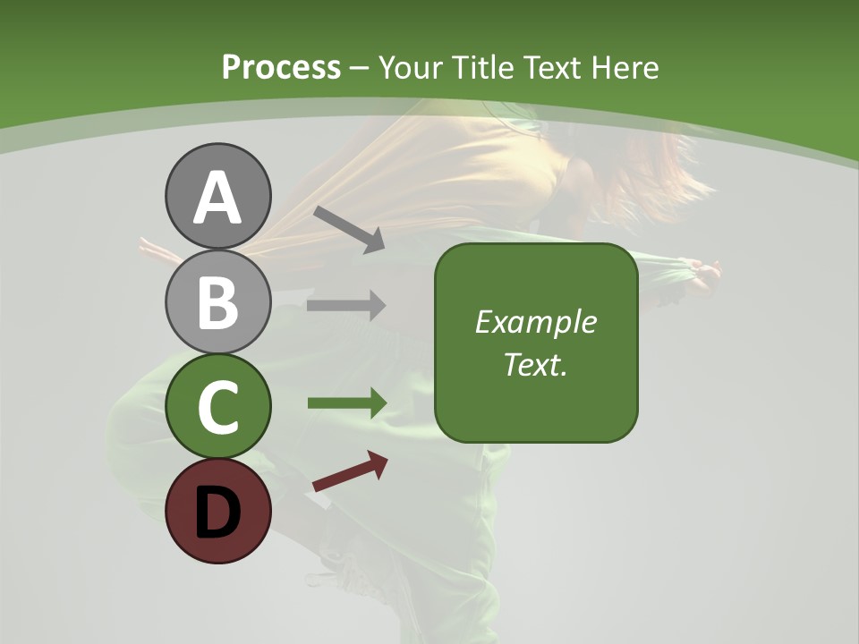 A Woman In Green Pants And A Yellow Shirt Is Dancing PowerPoint Template