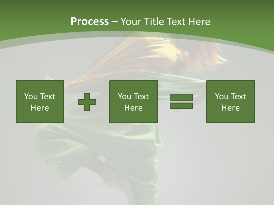 A Woman In Green Pants And A Yellow Shirt Is Dancing PowerPoint Template