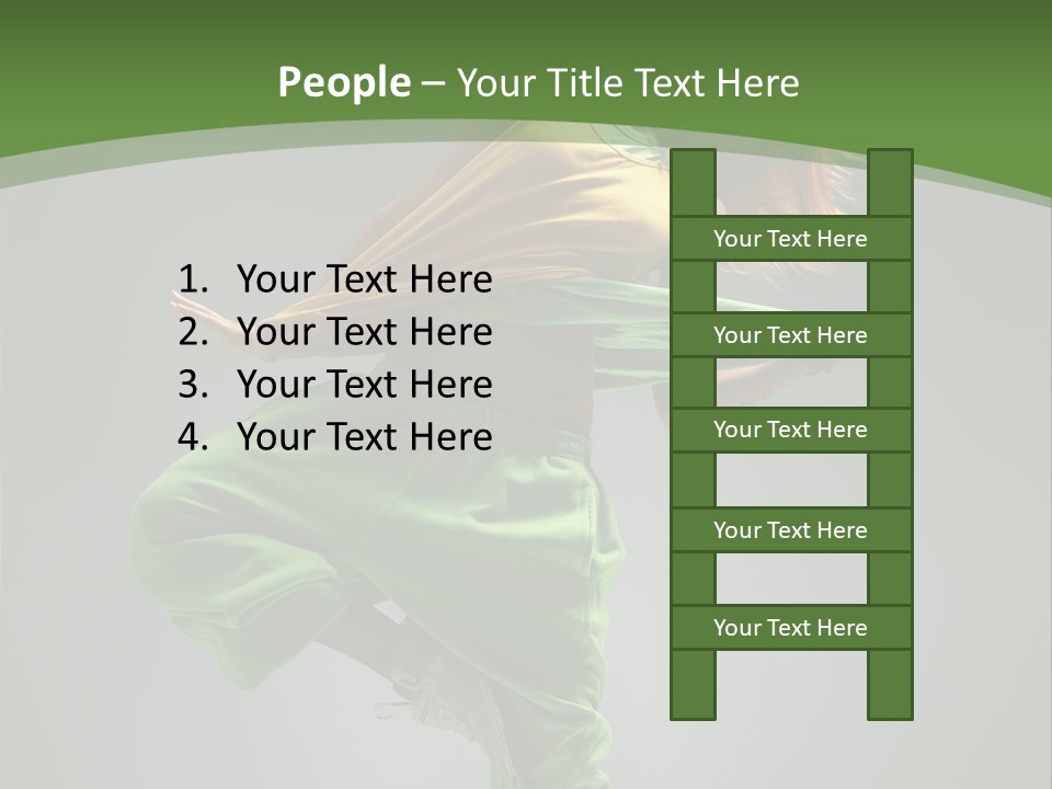 A Woman In Green Pants And A Yellow Shirt Is Dancing PowerPoint Template