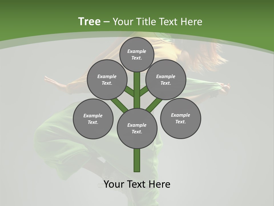 A Woman In Green Pants And A Yellow Shirt Is Dancing PowerPoint Template