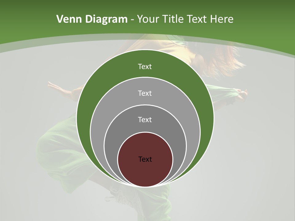 A Woman In Green Pants And A Yellow Shirt Is Dancing PowerPoint Template