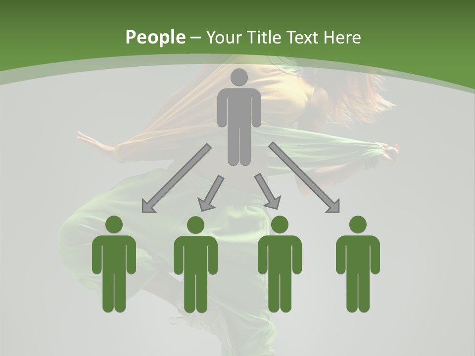 A Woman In Green Pants And A Yellow Shirt Is Dancing PowerPoint Template