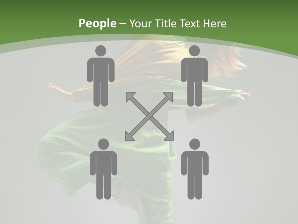 A Woman In Green Pants And A Yellow Shirt Is Dancing PowerPoint Template