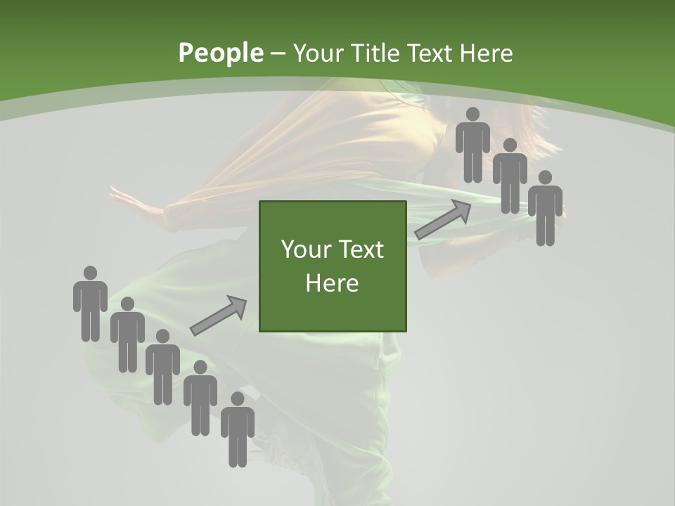 A Woman In Green Pants And A Yellow Shirt Is Dancing PowerPoint Template