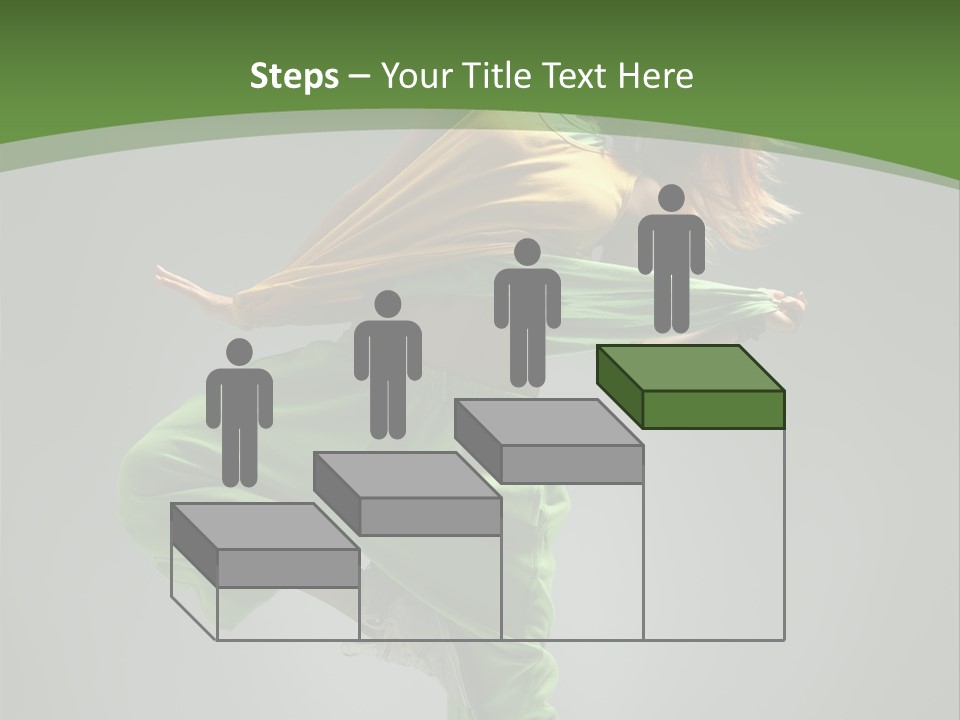 A Woman In Green Pants And A Yellow Shirt Is Dancing PowerPoint Template