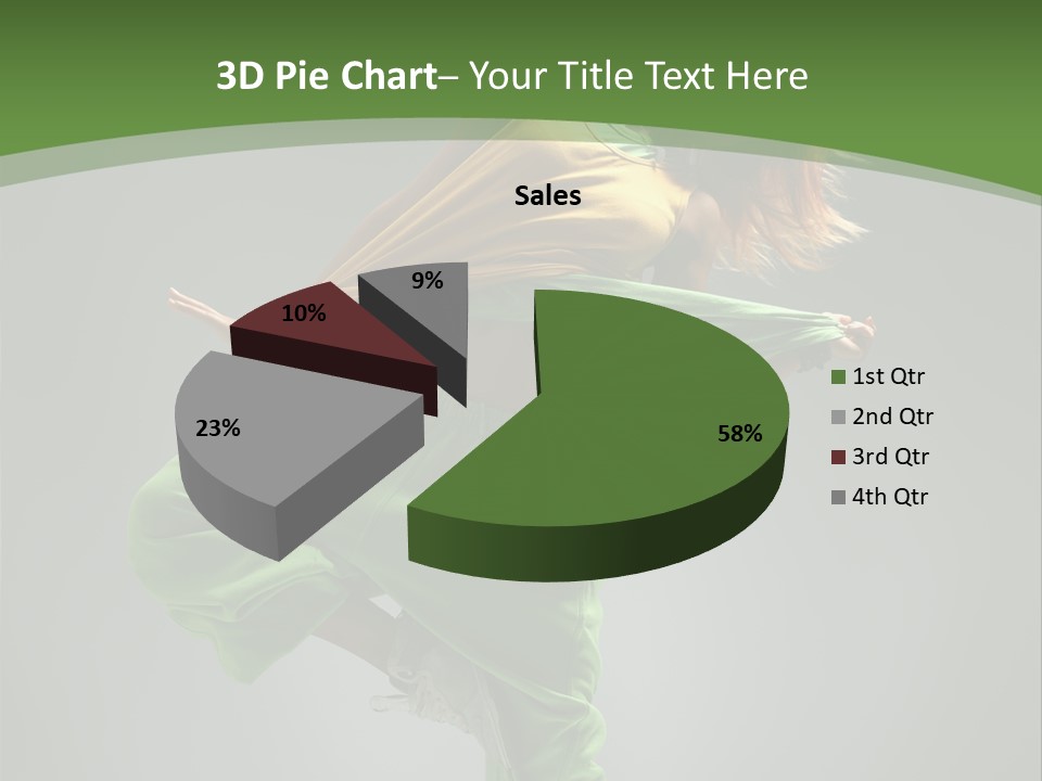 A Woman In Green Pants And A Yellow Shirt Is Dancing PowerPoint Template