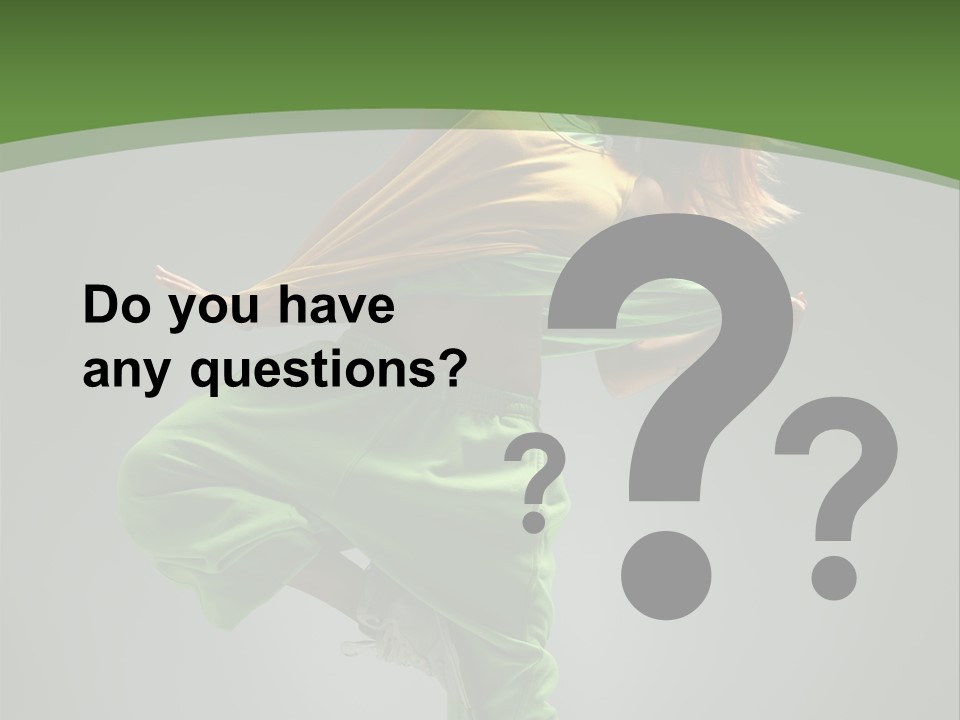 A Woman In Green Pants And A Yellow Shirt Is Dancing PowerPoint Template