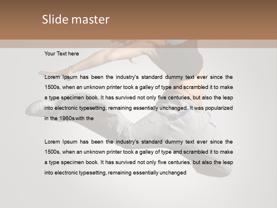 A Woman Jumping In The Air With Her Arms Outstretched PowerPoint Template