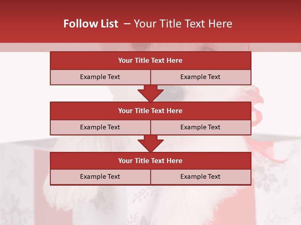 A Small White Dog Sitting Inside Of A Present Box PowerPoint Template