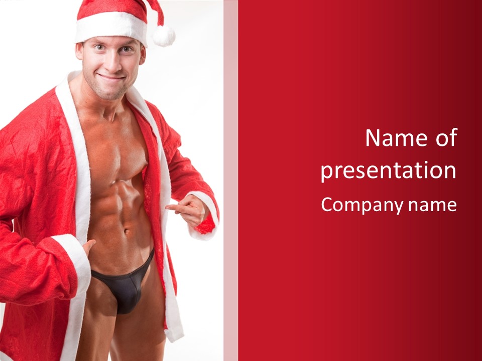 White Fit Claus PowerPoint Template