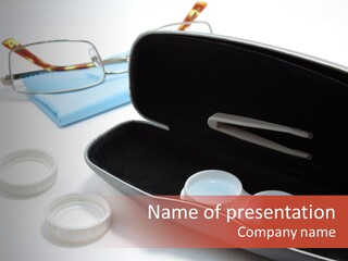 A Pair Of Glasses Sitting Inside Of A Case PowerPoint Template