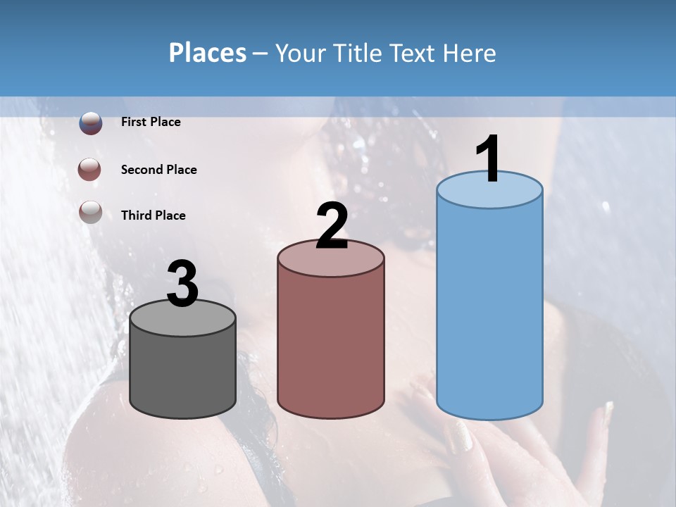 A Woman In A Black Bikini Posing Under A Shower PowerPoint Template