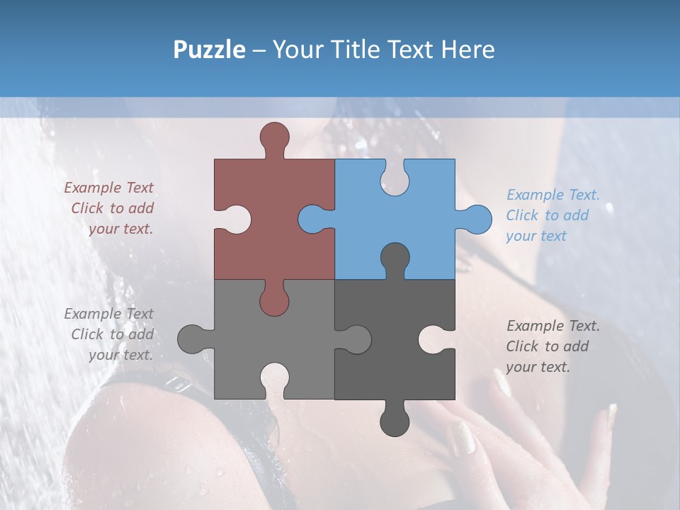 A Woman In A Black Bikini Posing Under A Shower PowerPoint Template