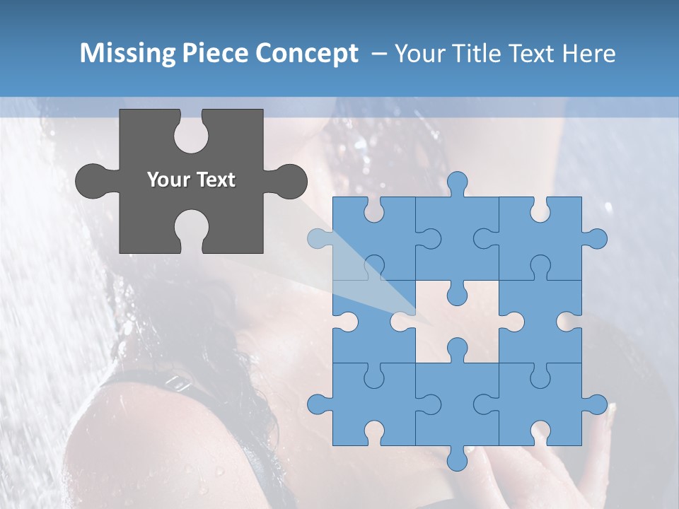 A Woman In A Black Bikini Posing Under A Shower PowerPoint Template