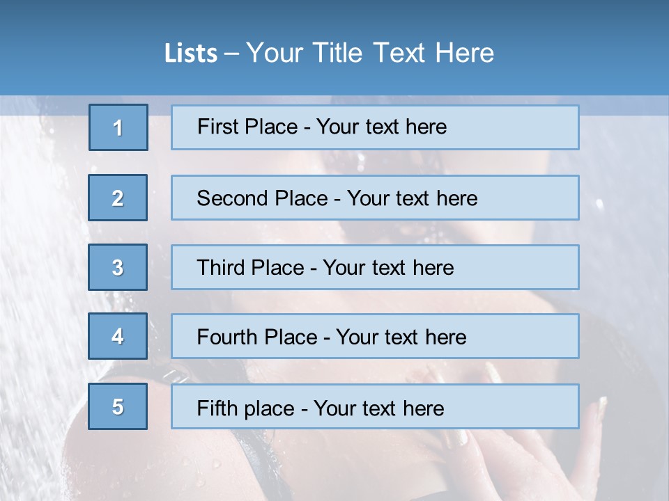 A Woman In A Black Bikini Posing Under A Shower PowerPoint Template