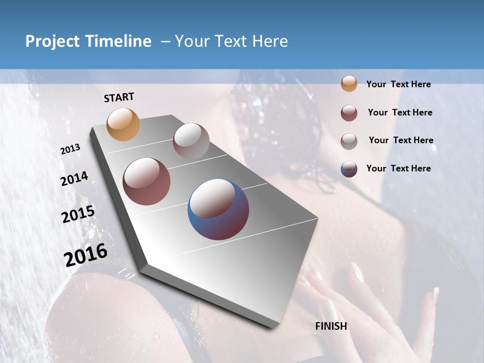 A Woman In A Black Bikini Posing Under A Shower PowerPoint Template