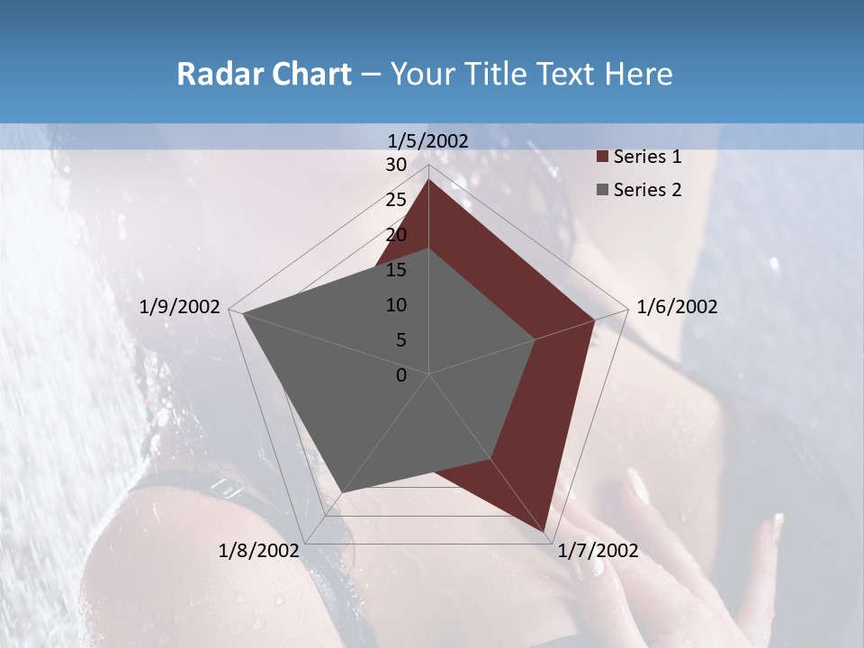 A Woman In A Black Bikini Posing Under A Shower PowerPoint Template