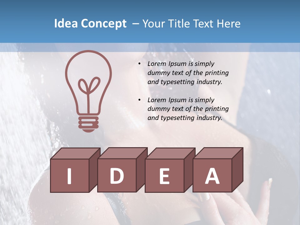 A Woman In A Black Bikini Posing Under A Shower PowerPoint Template