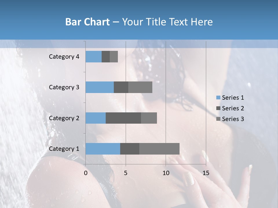 A Woman In A Black Bikini Posing Under A Shower PowerPoint Template