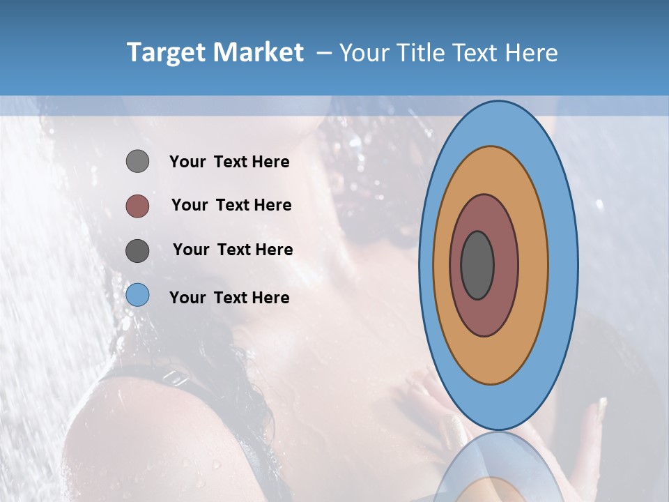 A Woman In A Black Bikini Posing Under A Shower PowerPoint Template