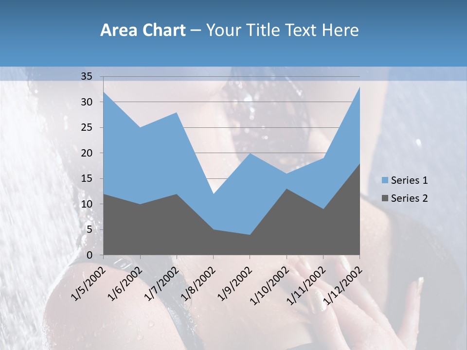 A Woman In A Black Bikini Posing Under A Shower PowerPoint Template