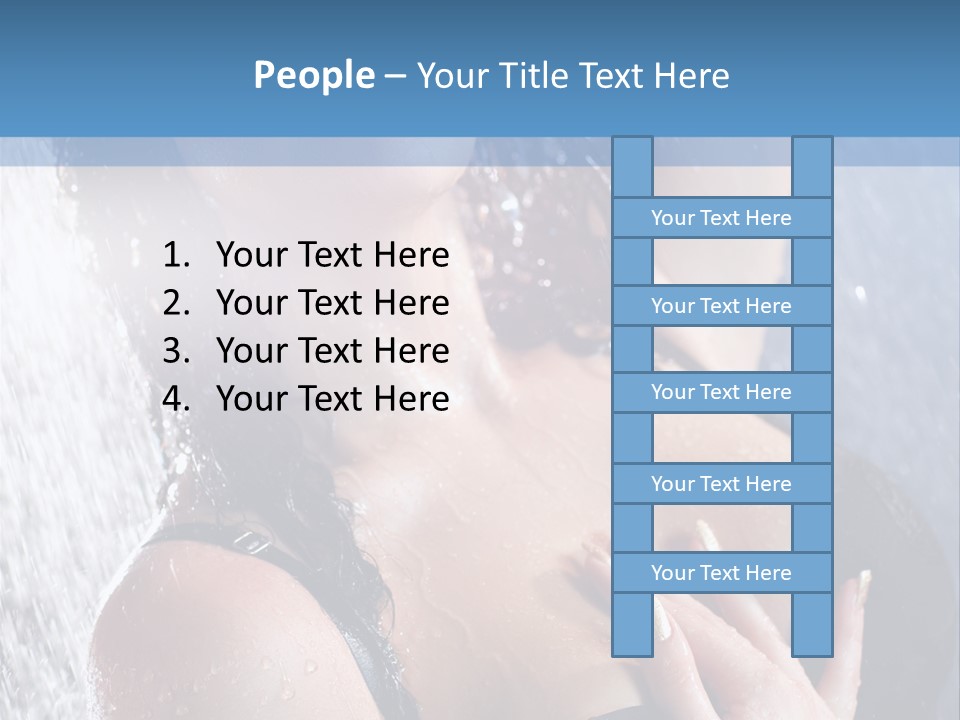 A Woman In A Black Bikini Posing Under A Shower PowerPoint Template