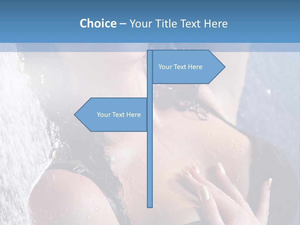A Woman In A Black Bikini Posing Under A Shower PowerPoint Template