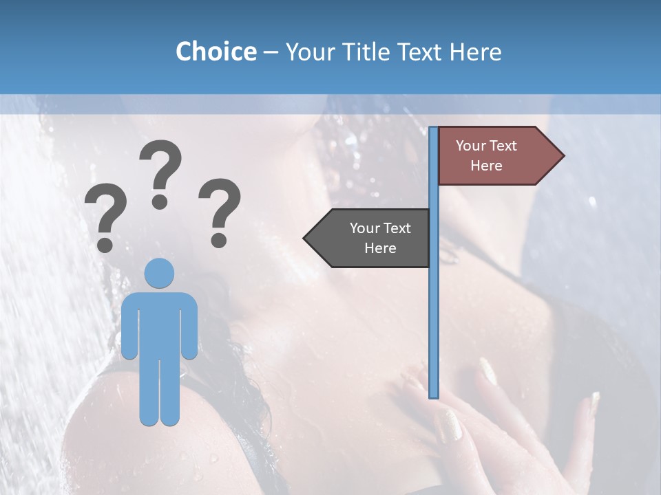 A Woman In A Black Bikini Posing Under A Shower PowerPoint Template