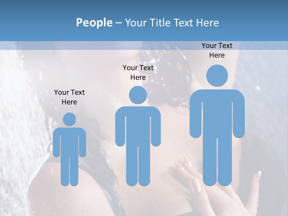 A Woman In A Black Bikini Posing Under A Shower PowerPoint Template