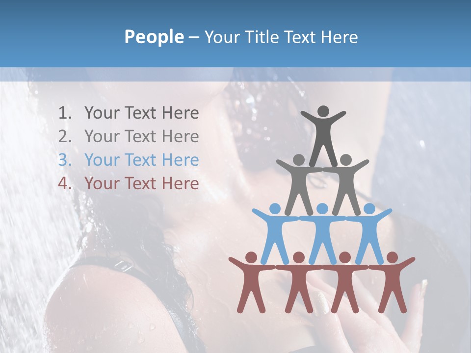 A Woman In A Black Bikini Posing Under A Shower PowerPoint Template