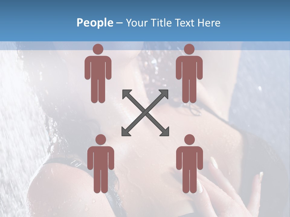 A Woman In A Black Bikini Posing Under A Shower PowerPoint Template