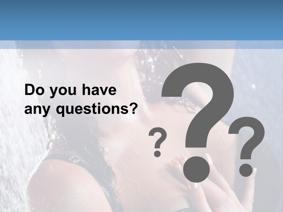 A Woman In A Black Bikini Posing Under A Shower PowerPoint Template