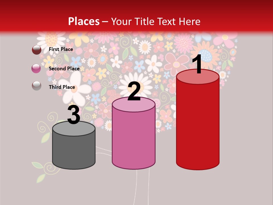 A Colorful Tree With Flowers On A Black And Red Background PowerPoint Template