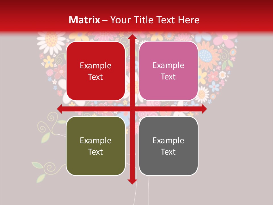 A Colorful Tree With Flowers On A Black And Red Background PowerPoint Template