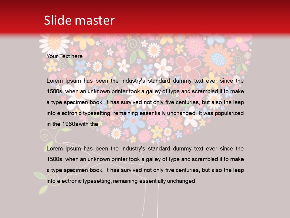 A Colorful Tree With Flowers On A Black And Red Background PowerPoint Template