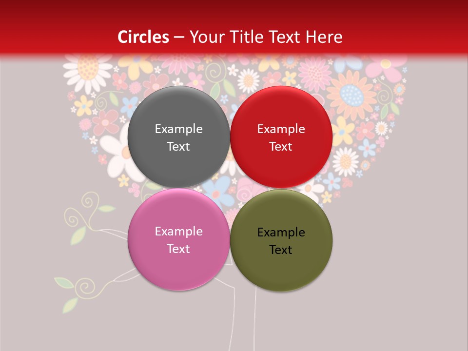 A Colorful Tree With Flowers On A Black And Red Background PowerPoint Template