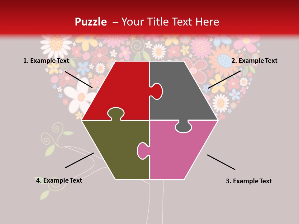 A Colorful Tree With Flowers On A Black And Red Background PowerPoint Template